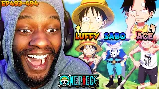 FINALLY! LUFFY'S BACKSTORY!! Luffy, Ace, & Sabo?! 😯 | One Piece Episodes 493-494 RAW Reaction