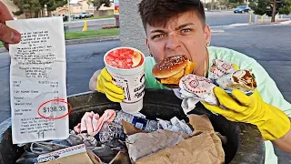 Letting TRASH CAN receipts DECIDE what i EAT for 24 HOURS! (EXTREME FOOD CHALLENGE)