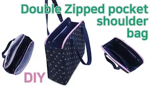 DIY Double zipped pocket shoulder bag/shoulder bag tutorial/더블지퍼 숄더백 민들기/가방 만들기