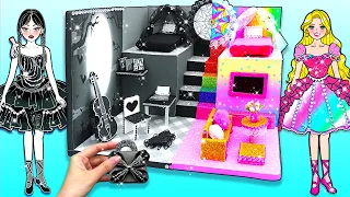 How To Make Black Wednesday VS Rainbow Barbie House from Cardboard - DIY Miniature Cardboard House