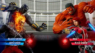 Black Panther & Ghost Rider Vs Red Hulk & Black Widow [Very Hard AI] | Marvel vs Capcom: Infinite