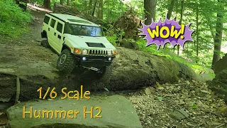 Custom Chassis 1/6 Scale New Bright Hummer H2 Goes out on the trail testing it capabilities