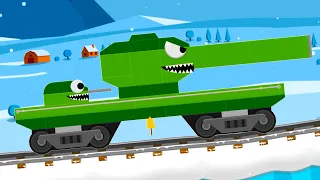 Зеленый Танк Поезд #4 Локомотив Labo Christmas Train на Машинки Кида