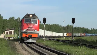 Тепловозы 2ТЭ25КМ-0525 и 0529 на ст. Нерза / 2TE25KM-0525 and 0529 at Nerza station