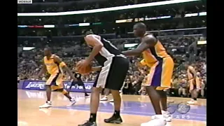 NBA On ABC - MVP Tim Duncan Eliminates Shaq! Spurs @ Lakers 2003 WCSF G6