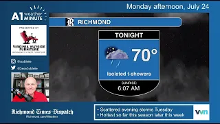 Spotty evening showers: Monday afternoon Richmond weather video