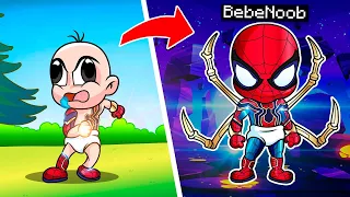 BEBE NOOB SE TRANSFORMO EN SPIDER-MAN 👶🕸 BEBE NOOB SE CONVIERTE EN SPIDERMAN EN MINECRAFT TROLL