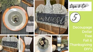 Stunning Thanksgiving DIY's  ||  Dollar Tree Fall DIY's  ||  Decoupage Diy"s