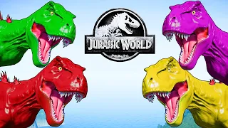 TRex Color Pack vs Spinosaurus Colors vs BrachiosaurusDinosaurs Fighting  Jurassic World Evolution