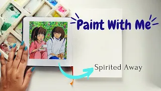 Painting Studio Ghibli Scenes With Gouache | Spirited Away 🌼 | Haku and Chihiro