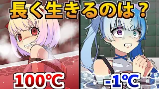 【熱湯プールvs冷水プール】長く生きられるのはどっち？【アニメ】【漫画動画】