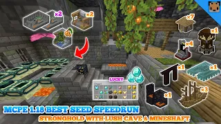 Minecraft PE 1.18 Best Seed Speedrun - Village & Pillage / Stronghold with Lush cave & mineshaft !!