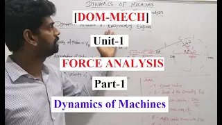 Dynamics of Machines| Unit-1|Part-1|FORCE ANALYSIS