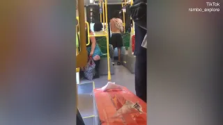 Intense moment tram driver kick off teens after 'causing disturbance'