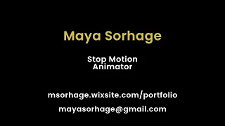 Maya Sorhage Demo Reel Stop Motion 2024