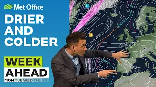 Week ahead 28/11/22 – Drier and colder – Met Office UK Weather Forecast