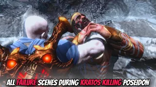ALL FAILURE SCENES DURING KRATOS KILLING POSEIDON | GOW 3 REMASTERED NG+