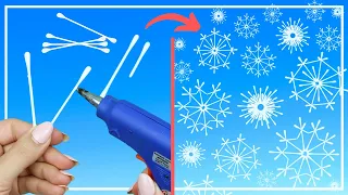 3 ideas COTTON SWABS SNOWFLAKES / DIY NataliDoma