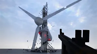 Destroy a windmill with various weapons | Teardown