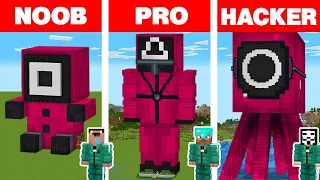 Minecraft NOOB vs PRO vs HACKER: SQUID GAME STATUE HOUSE BUILD CHALLENGE / Animation