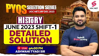 UGC NET History | June 2023 Shift 1 Answer Key | History Previous Year Questions | Ashwani Sir