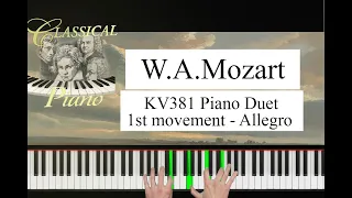 Sonata in D major, KV381 1st movement Allegro - W.A.Mozart. Works for piano 4 hands. Duet