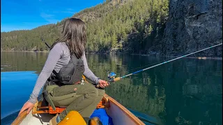 Canoe Camping and Fishing on a Half Frozen Lake