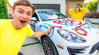 SPRAY PAINT TIC-TAC-TOE ON HER CAR!! (GONE WRONG)