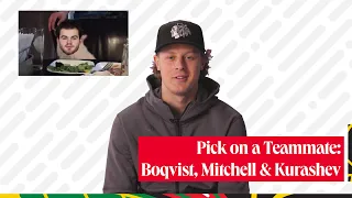 Pick on a Teammate with Adam Boqvist, Ian Mitchell & Philipp Kurashev | Chicago Blackhawks