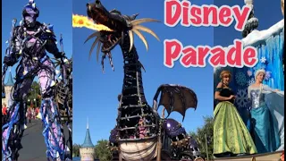 Walt Disney World Resort Magic Kingdom Orlando Florida Watching Parade 2019 at Front Row Dragon Fire