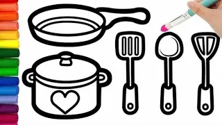 Kitchen Utensils Drawing, Painting, Coloring For Kids and Toddlers _Child Art