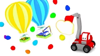 Hot Air Balloon - LEARN with TINY TRUCKS: BULLDOZER, CRANE, EXCAVATOR | Educational CARTOON