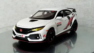 Honda Civic Type R 1:32 Scale Jiaye Toys Diecast Car Close Up (White with Printing)