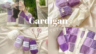 Crochet cardigan | crochet top for beginners 🥞• ᴥ︎ • พาถักเสื้อไหมพรมน่ารักๆงับ[Eng Sub]