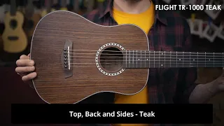 Flight TR-1000 Teak Travel Acoustic Guitar