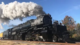 Union Pacific steam locomotive 4014, “Big Boy,” pulls out of Prescott, Arkansas