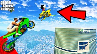 FRANKLIN TRIED THE IMPOSSIBLE SUPER BIKE BUILDING MEGA RAMP JUMP CHALLENGE GTA 5 | SHINCHAN and CHOP