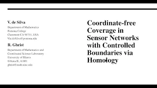 Applied topology 23: Paper Introduction: Coordinate-free coverage in sensor networks