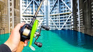 Spillway Fishing with BIG Swimbaits for GIANT Bass!
