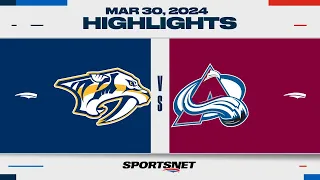 NHL Highlights | Predators vs. Avalanche - March 30, 2024