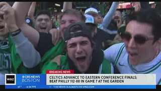 Celtics fans celebrate outside Garden after big Celtics win