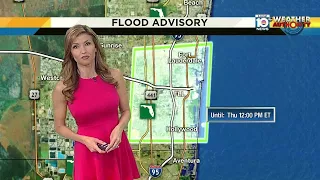Julie Durda says flood advisory in effect until noon