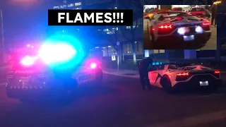 Gintani Aventador SVJ SHUTS DOWN Car Show...and gets pulled over!!! (Revs, flames!!!)