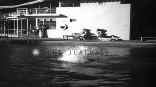 Olympic divers Ruth Jump and Marjorie Gestriug practice in Santa Barbara, Califor...HD Stock Footage