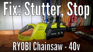 Fix Ryobi Chainsaw 40v lag, stutter and stop.  Teardown and troubleshoot electrical issues.