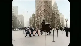 New York 1911. New Version in Color 60fps, Remastered w sound design added. Нью-Йорк в 1911 году.