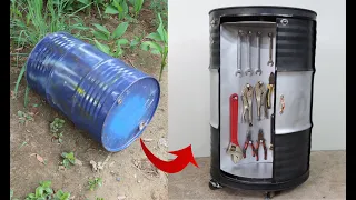 Don't Throw Old Things | Make A Mobile Tools Storage From Old Drum