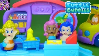 Bubble Guppies Toys Shopping at Bubbletucky Market with Deema Gil Molly Clambulance School Bus Toys!