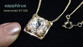 【ビーズステッチ】スワロフスキー(リボリ)のベゼルペンダント☆作り方　How to make a pendant. swarovski crystal/1122 rivoli/bezel