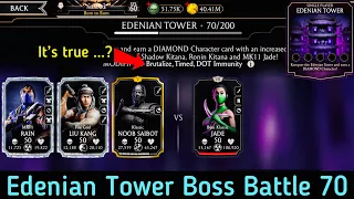 Edenian Tower Boss Battle 70 Fights + Reward | MK11 Rain , Fire God Liu Kang | MK Mobile